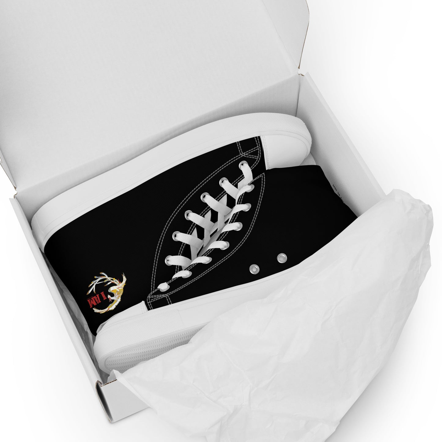 Black on Black IAM Men’s high top canvas shoes