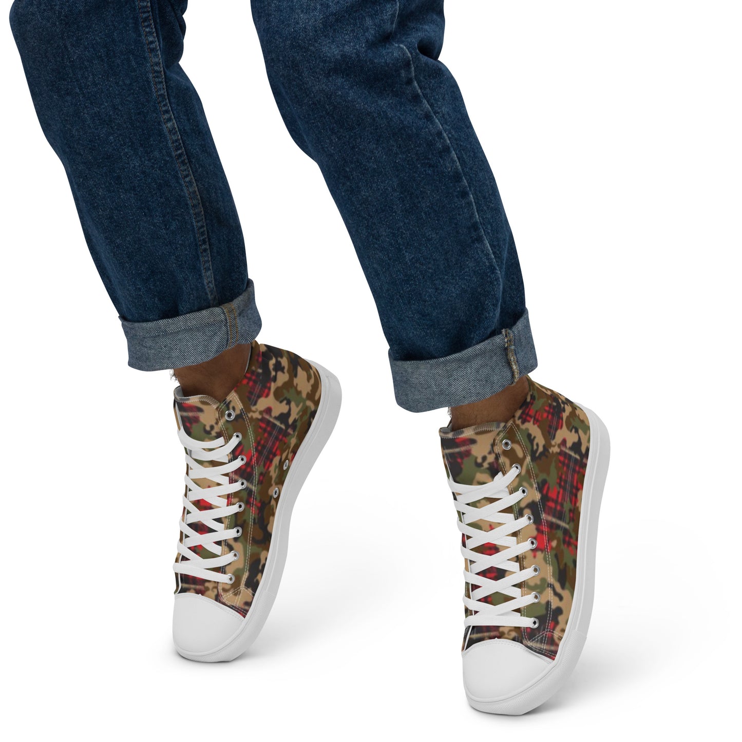 Flannel camo Men’s high top canvas shoes