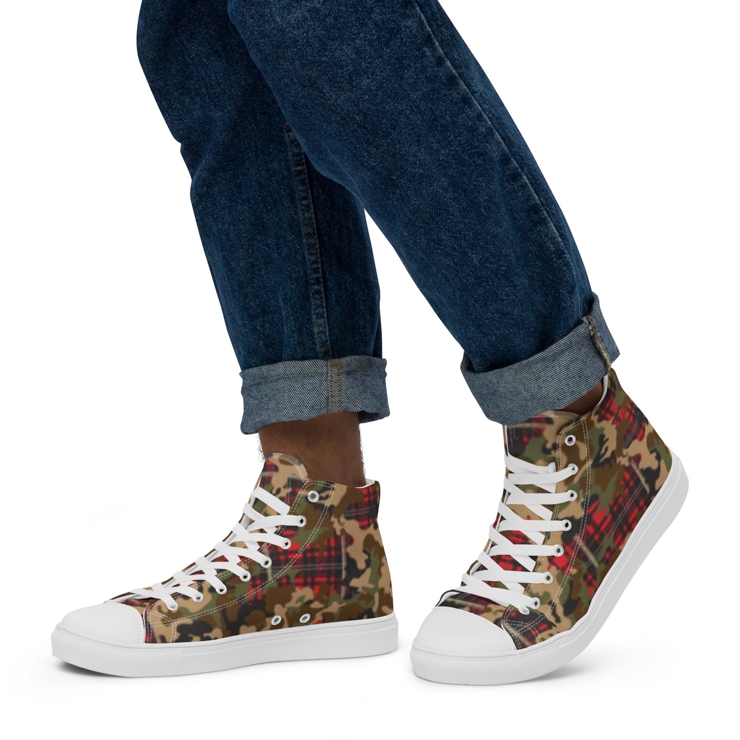 Flannel camo Men’s high top canvas shoes