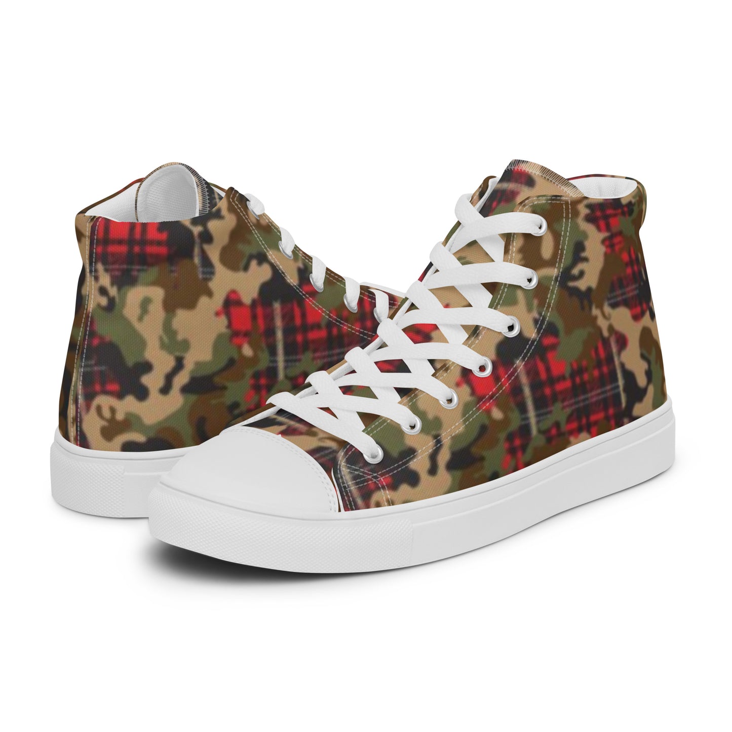 Flannel camo Men’s high top canvas shoes