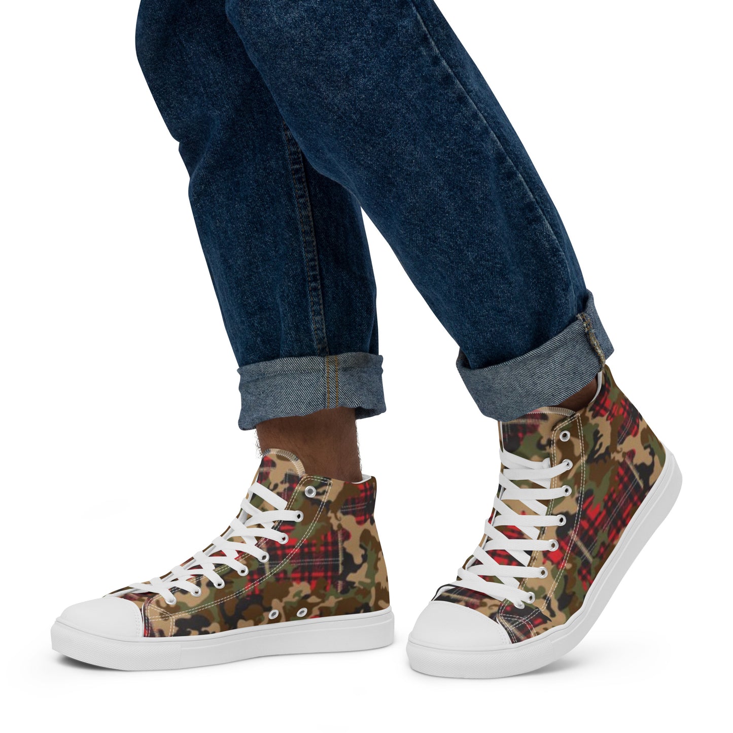 Flannel camo Men’s high top canvas shoes