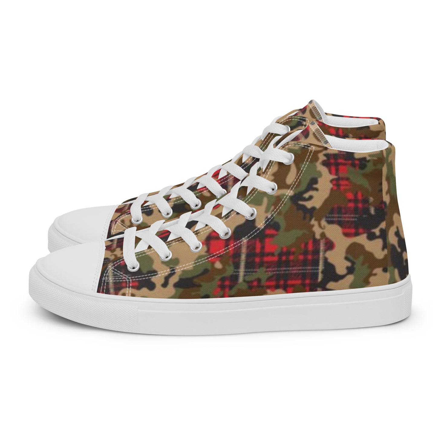 Flannel camo Men’s high top canvas shoes