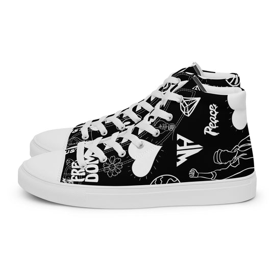 World Healer   black Men’s high top canvas shoes