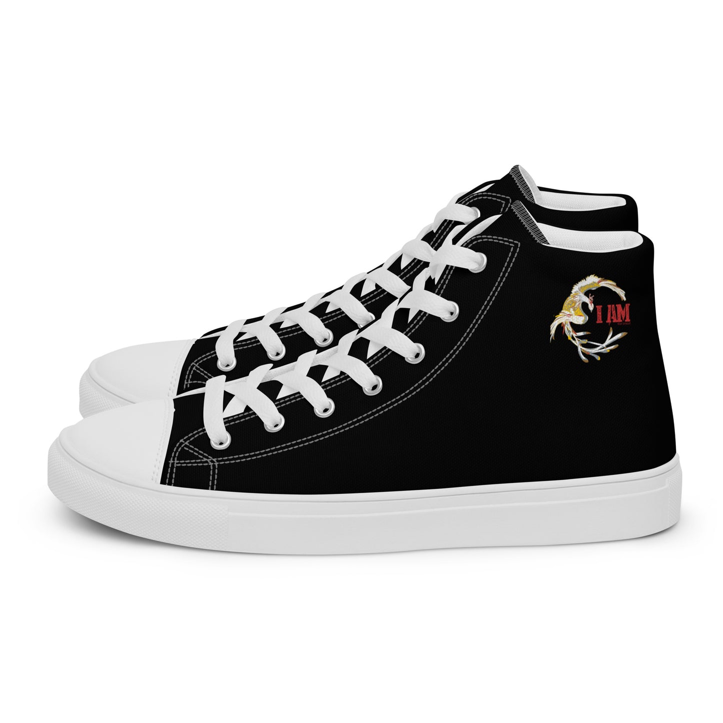 Black on Black IAM Men’s high top canvas shoes