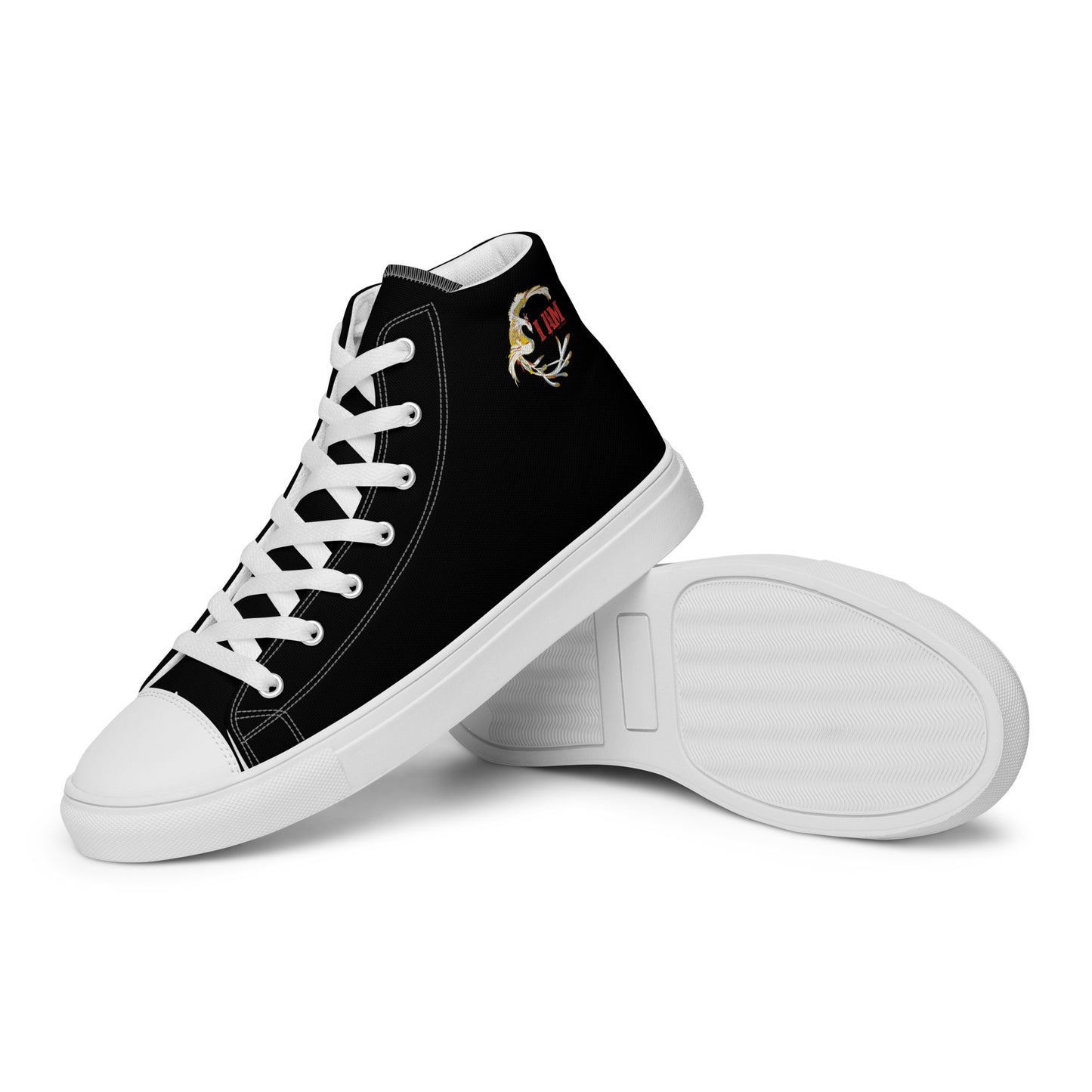 Black on Black IAM Men’s high top canvas shoes