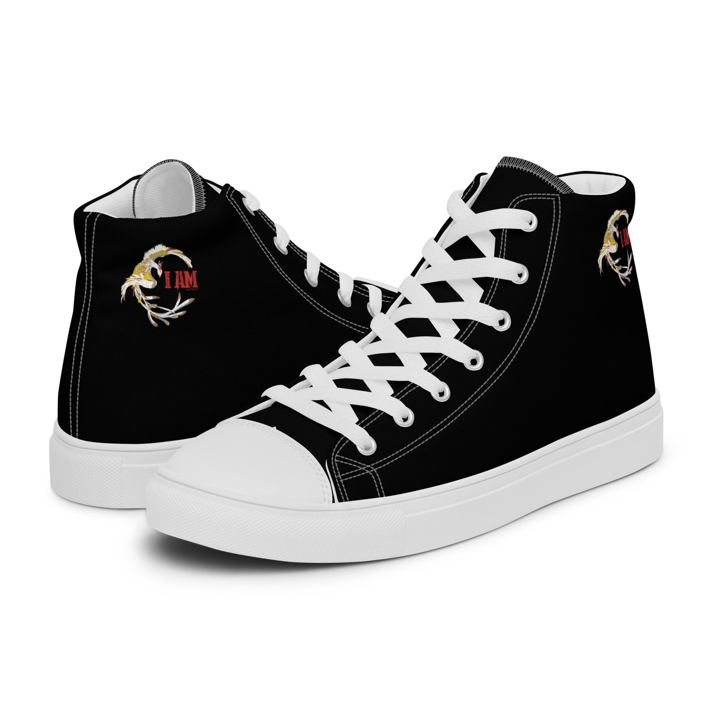 Black on Black IAM Men’s high top canvas shoes