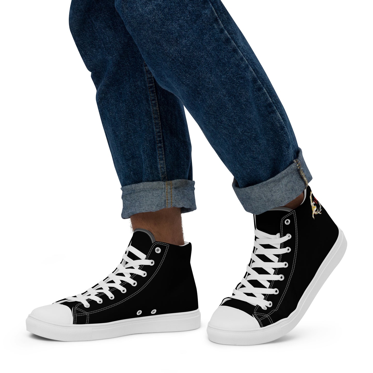 Black on Black IAM Men’s high top canvas shoes
