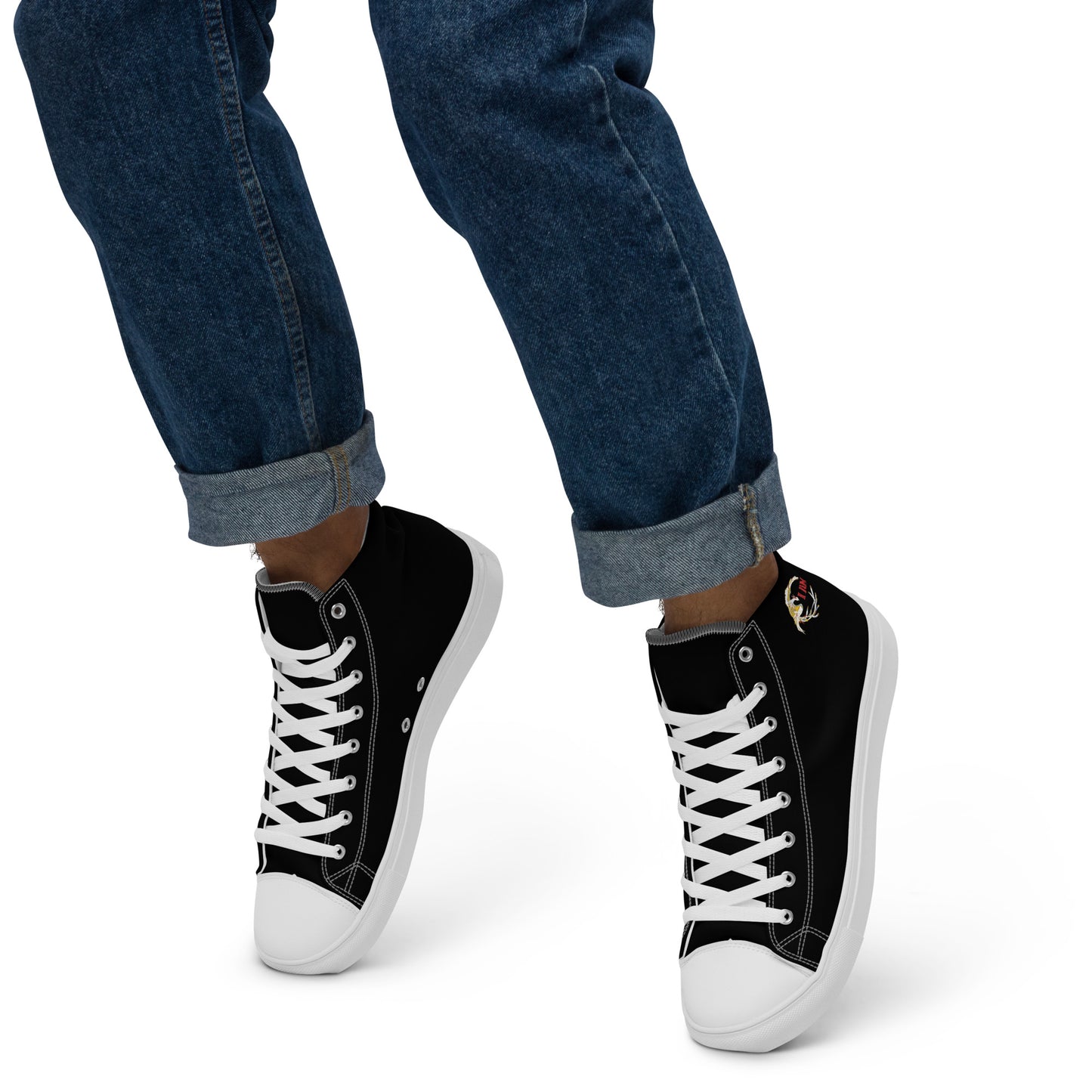 Black on Black IAM Men’s high top canvas shoes