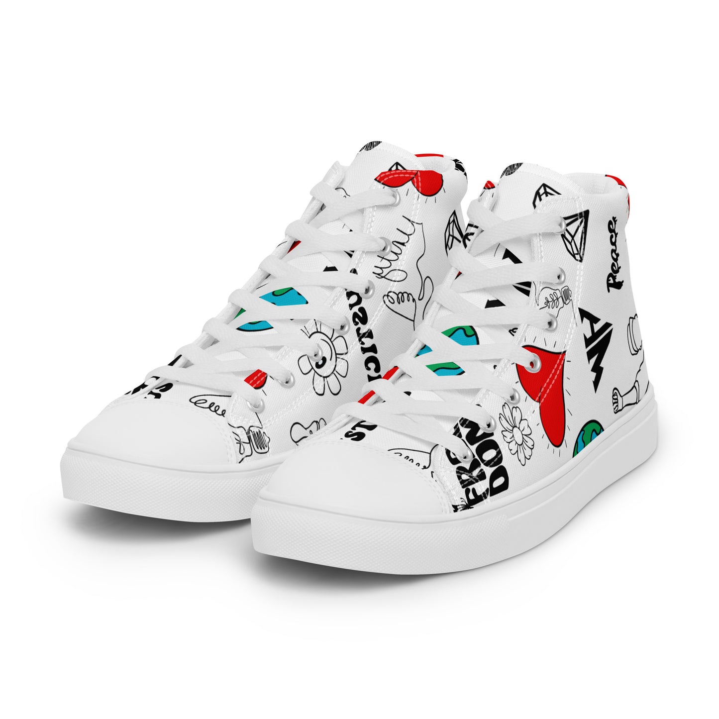 World healer Men’s high top canvas shoes