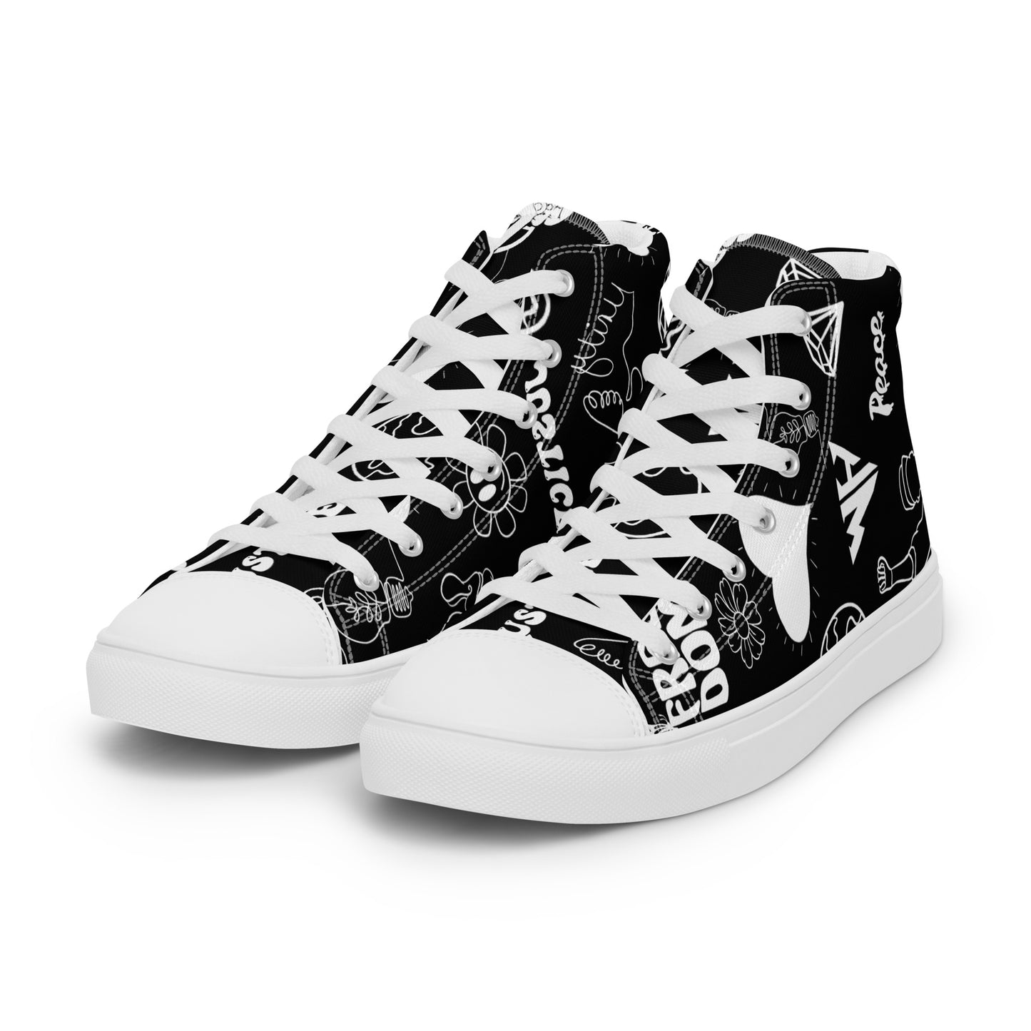 World Healer   black Men’s high top canvas shoes