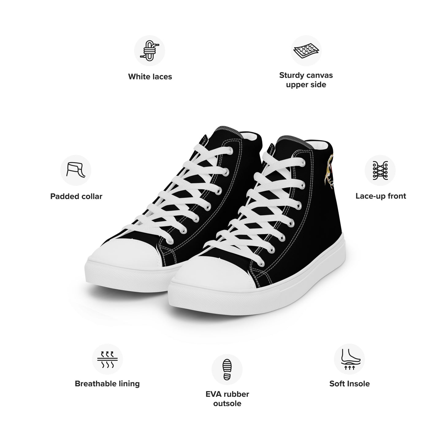 Black on Black IAM Men’s high top canvas shoes
