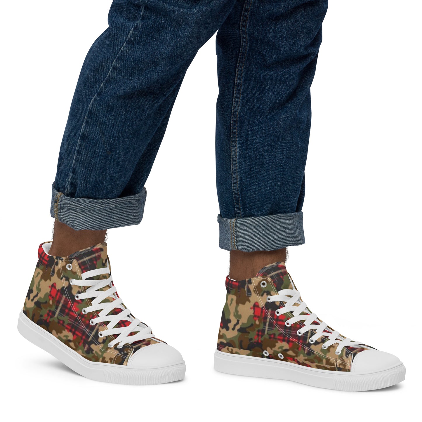 Flannel camo Men’s high top canvas shoes
