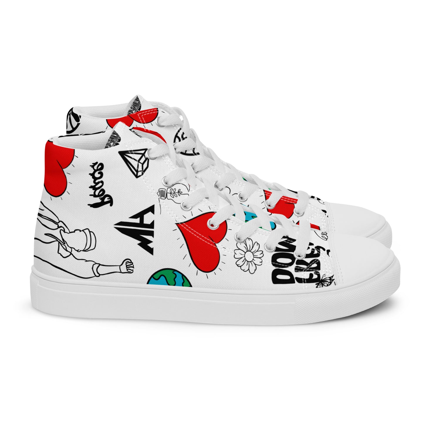 World healer Men’s high top canvas shoes