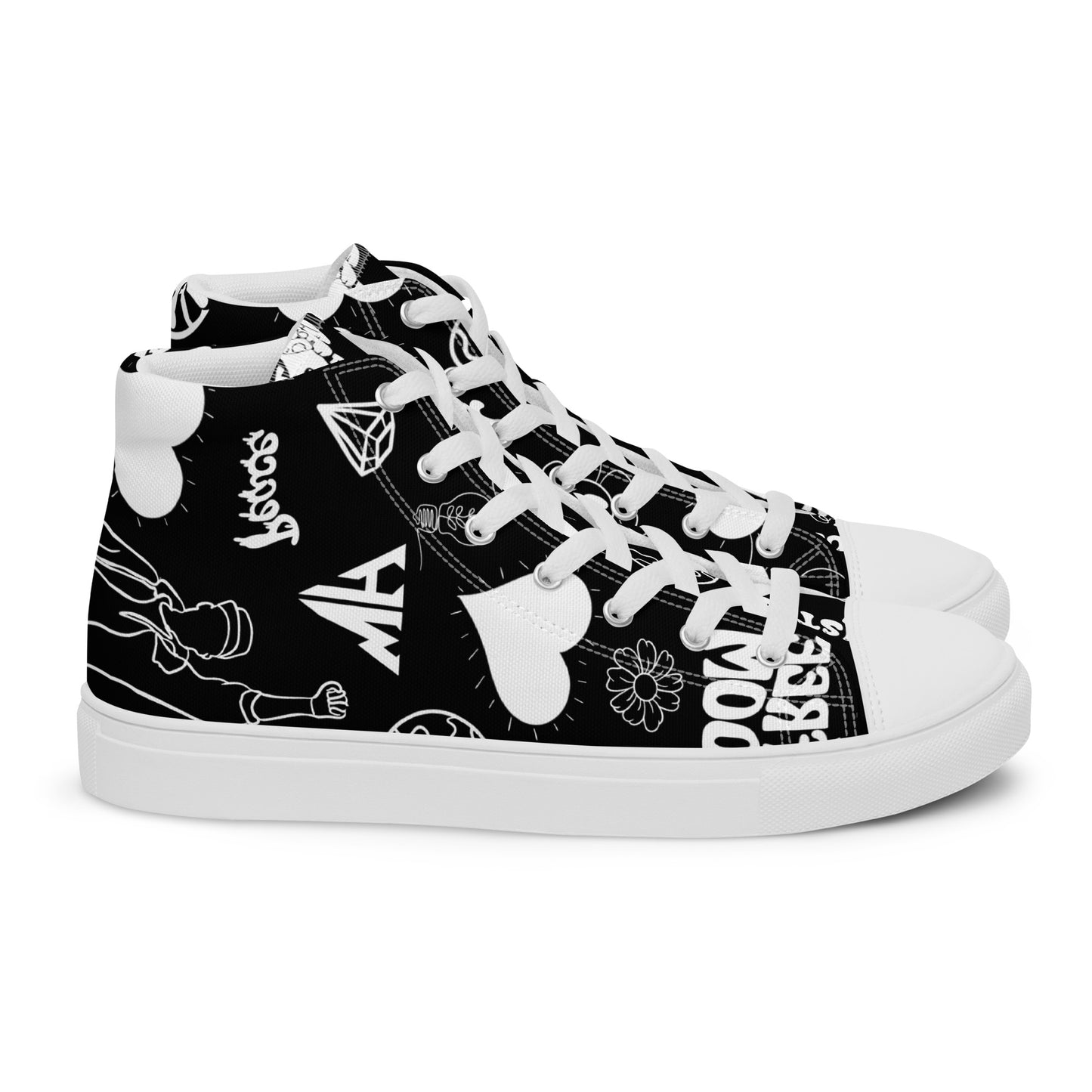 World Healer   black Men’s high top canvas shoes
