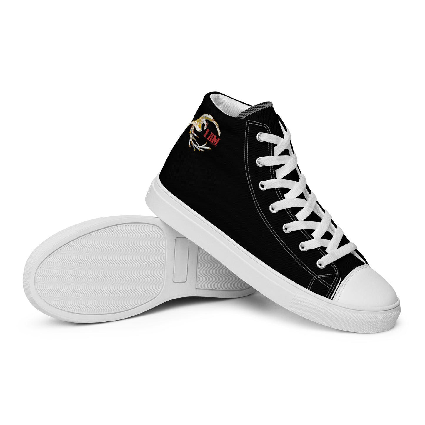 Black on Black IAM Men’s high top canvas shoes