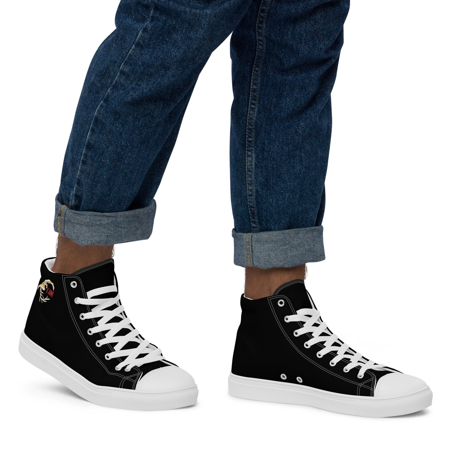 Black on Black IAM Men’s high top canvas shoes