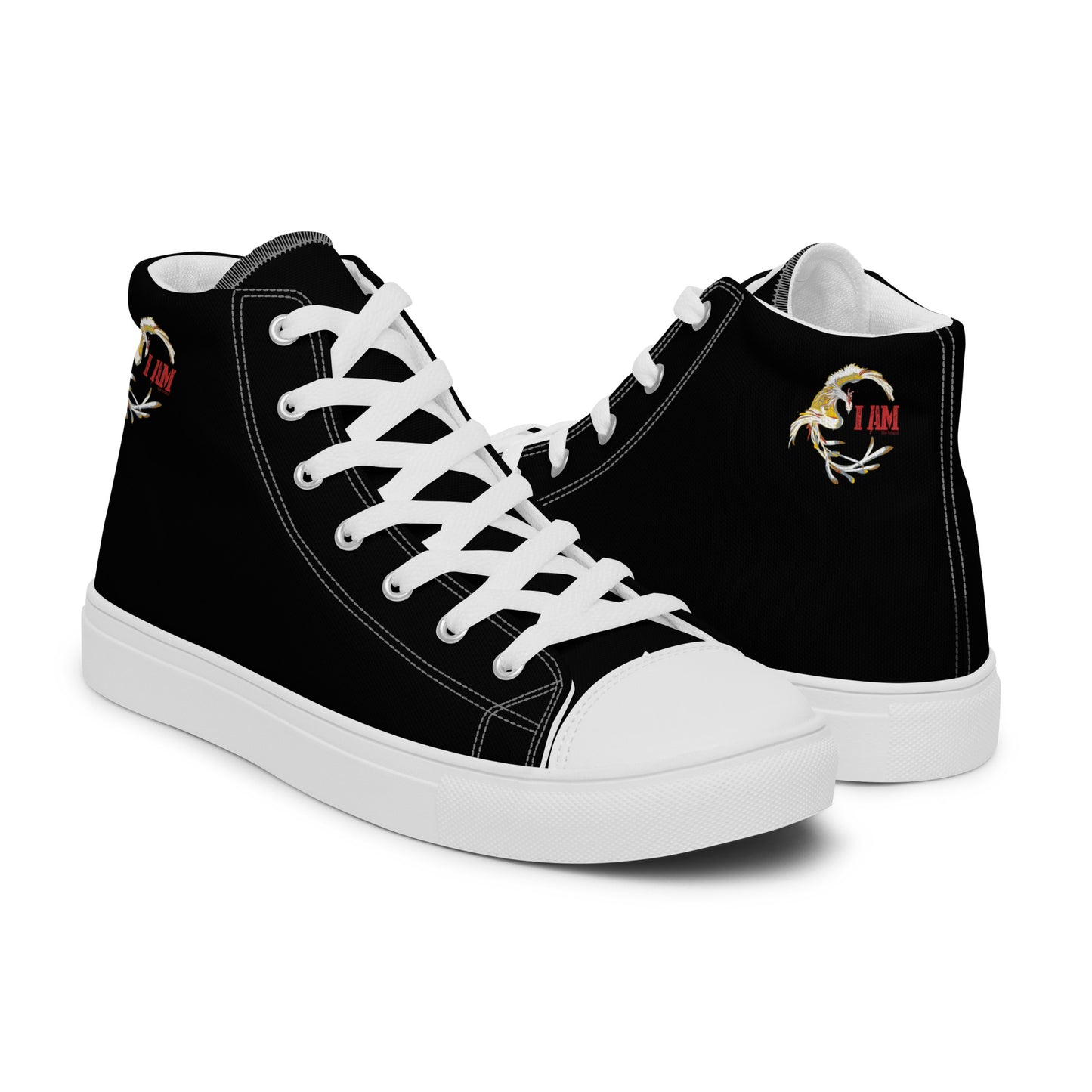 Black on Black IAM Men’s high top canvas shoes