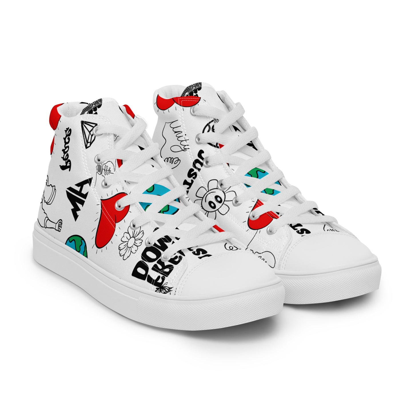 World healer Men’s high top canvas shoes