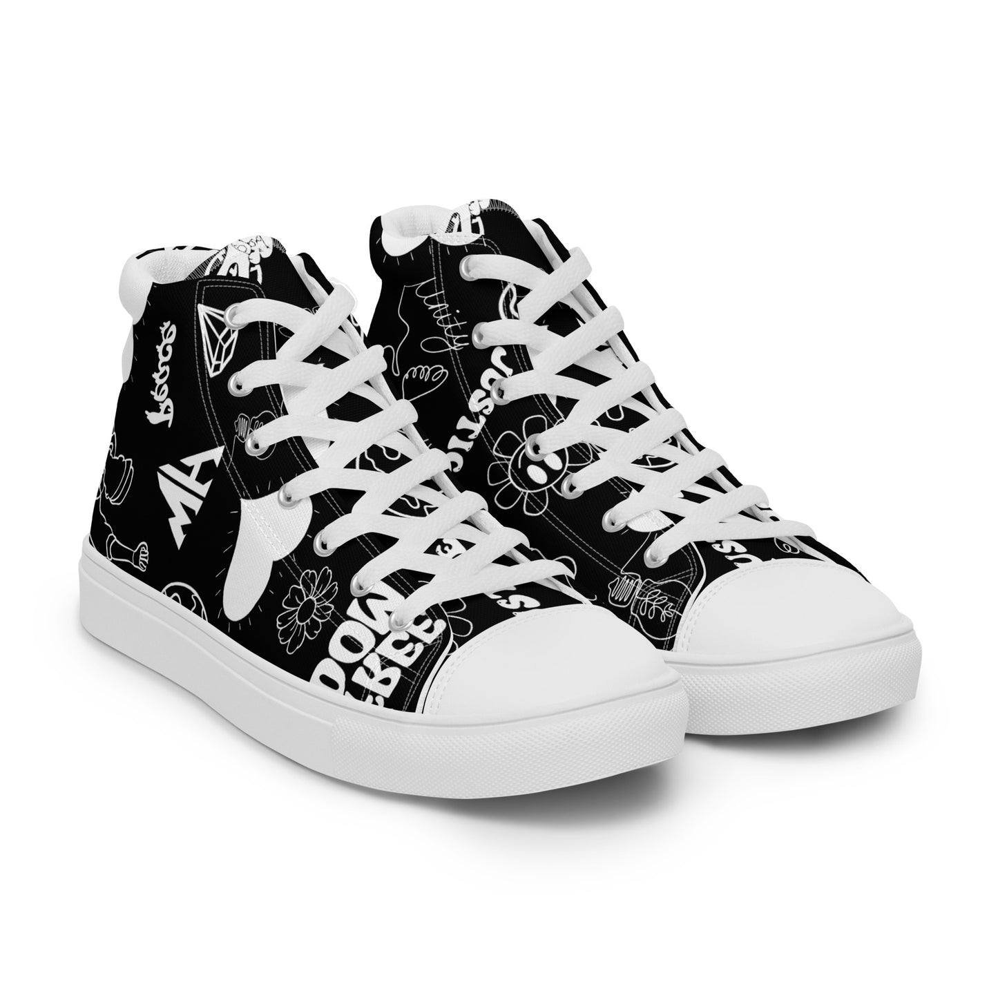 World Healer   black Men’s high top canvas shoes