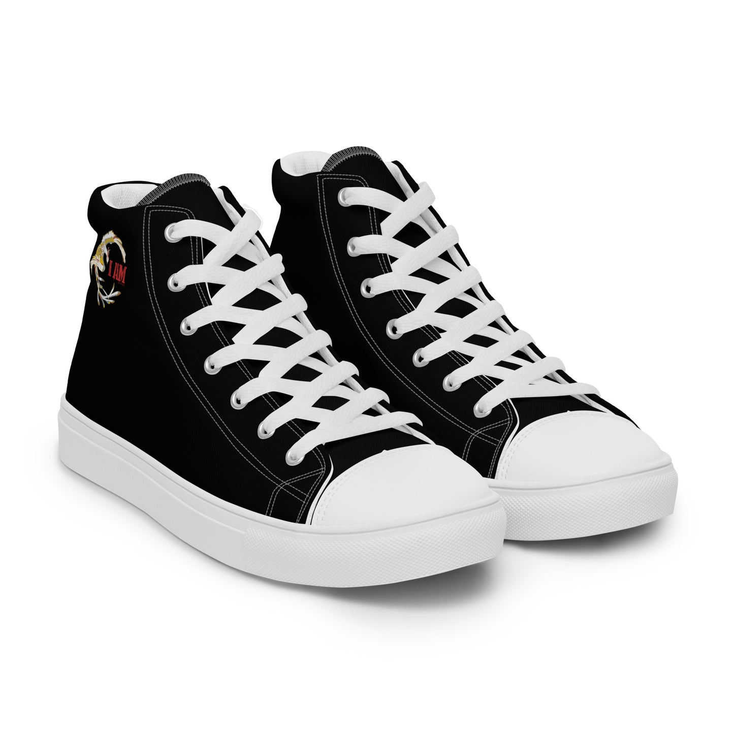Black on Black IAM Men’s high top canvas shoes