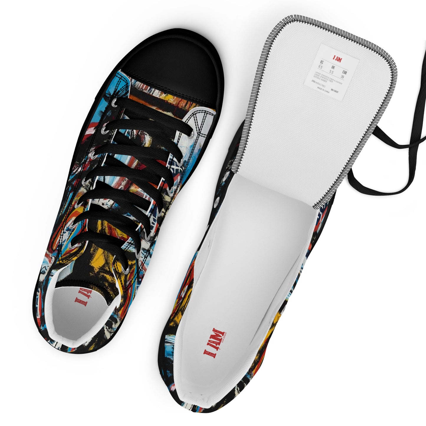 BAs face black Women’s high top canvas shoes