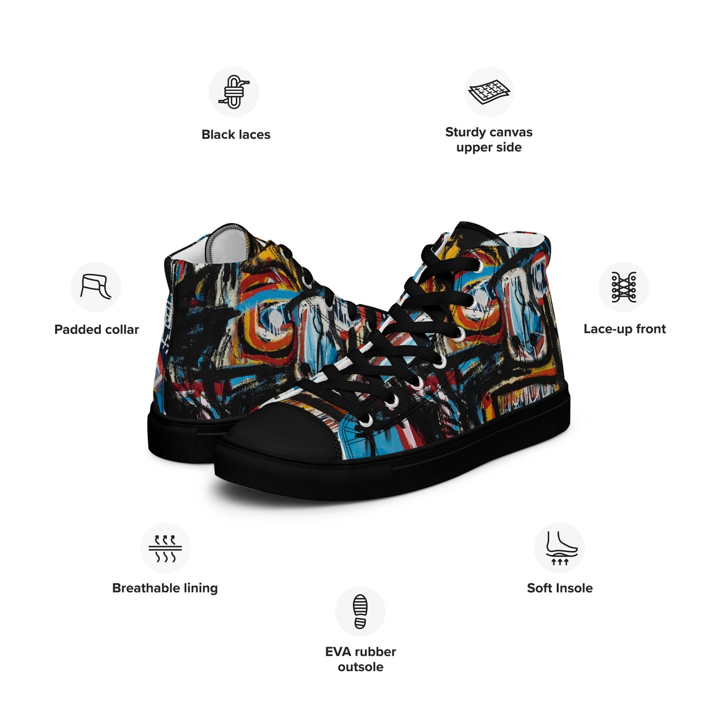 BAs face black Women’s high top canvas shoes