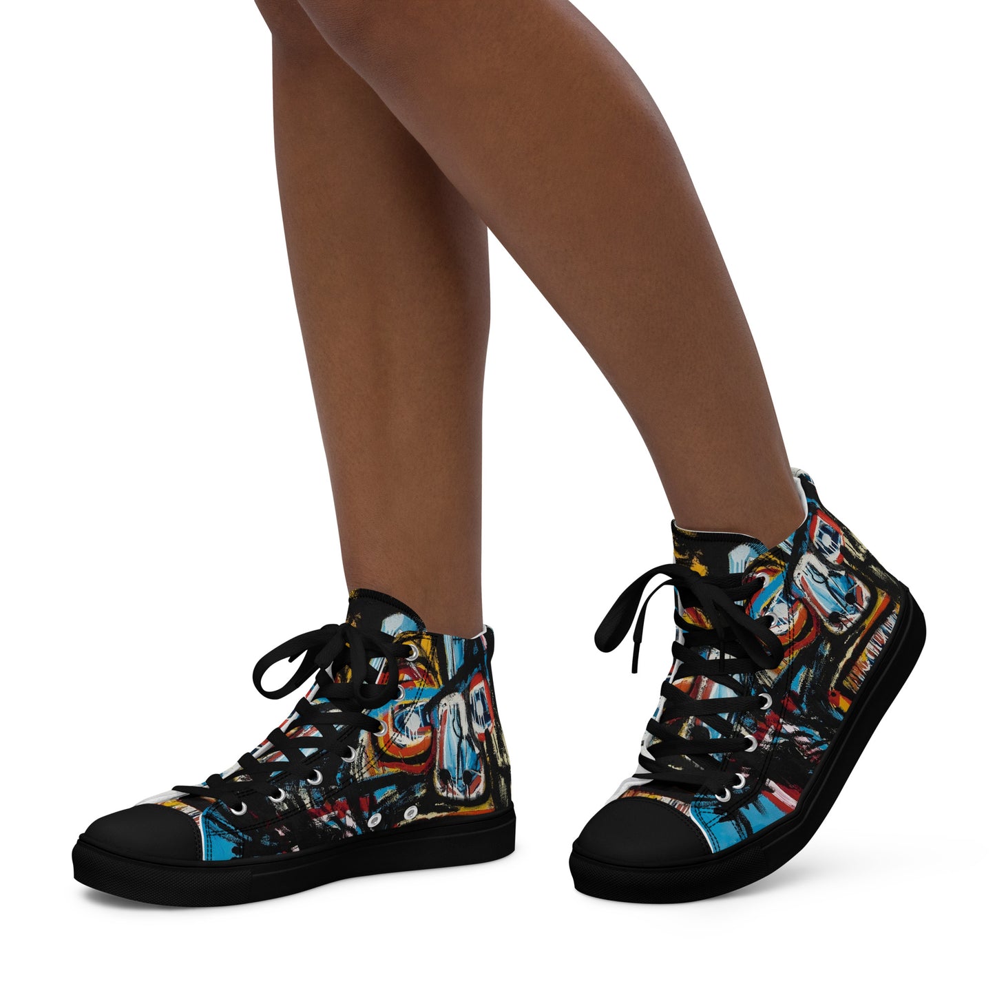BAs face black Women’s high top canvas shoes