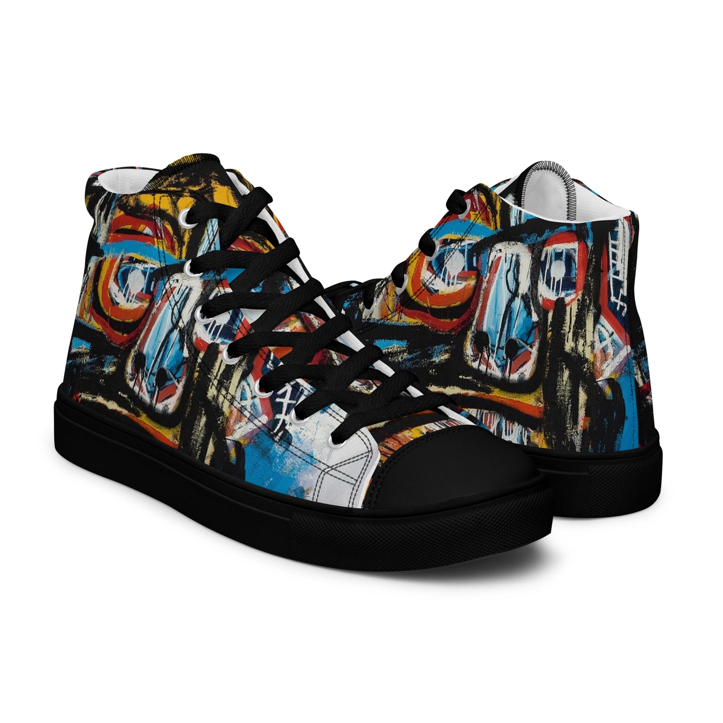 BAs face black Women’s high top canvas shoes