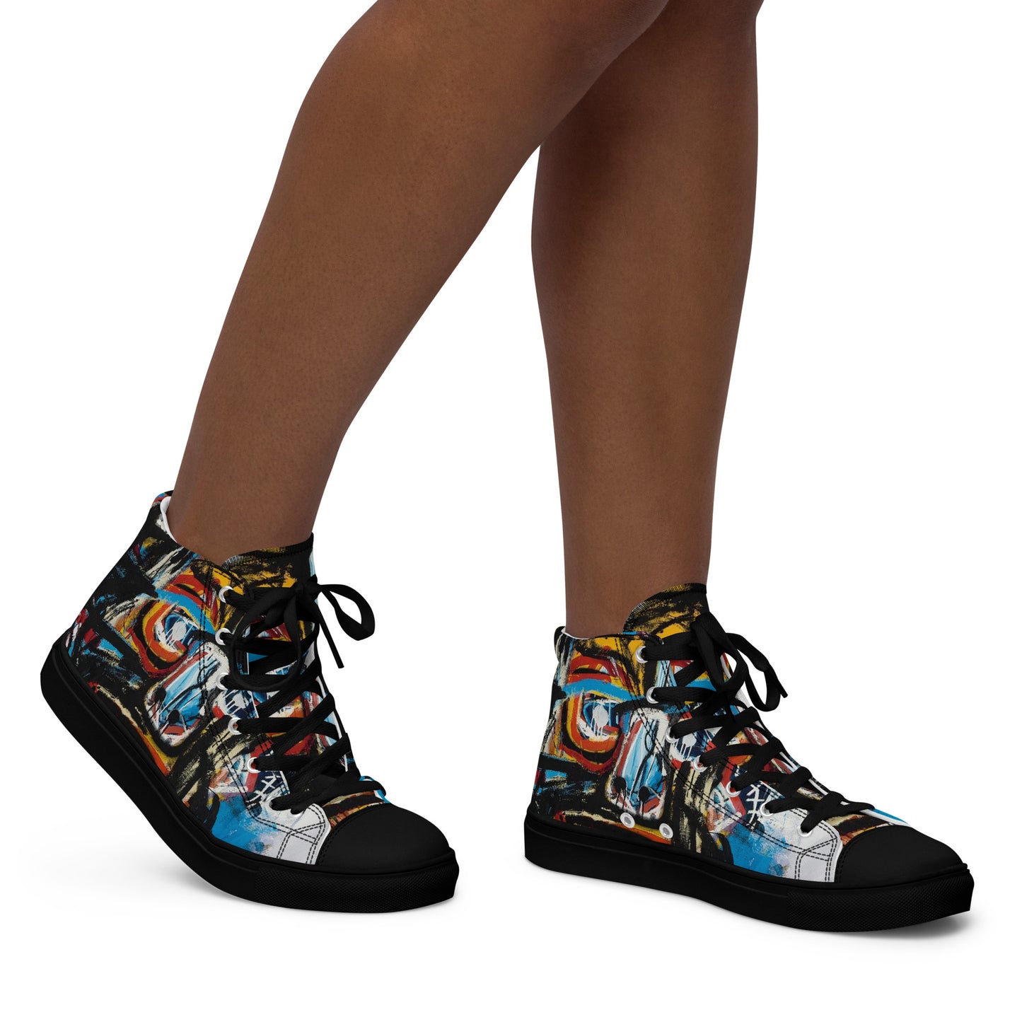 BAs face black Women’s high top canvas shoes