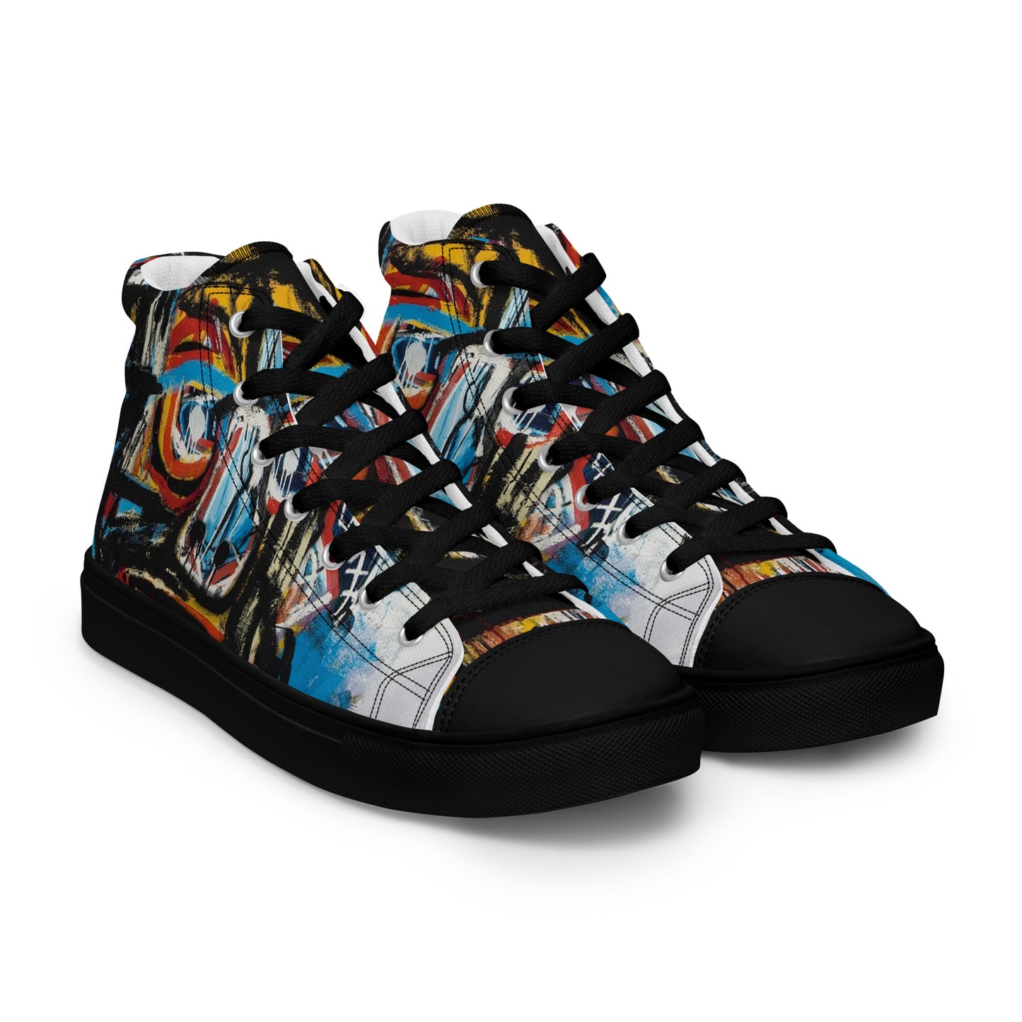 BAs face black Women’s high top canvas shoes