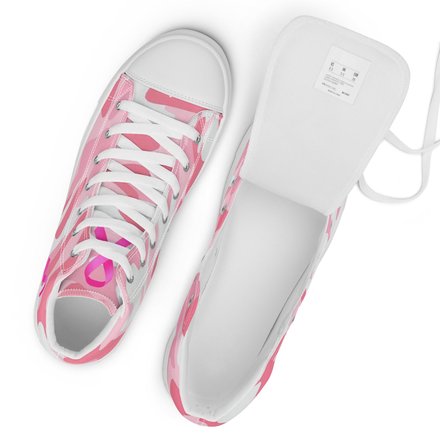 Fighters  Pink October Women’s high top canvas shoes