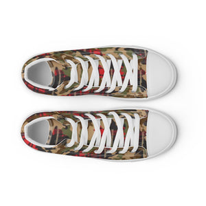 Camo Flannel Women’s high top canvas shoes