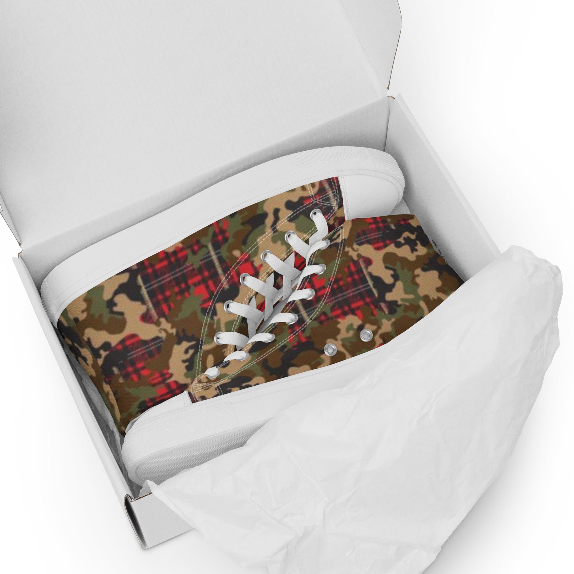 Camo Flannel Women’s high top canvas shoes