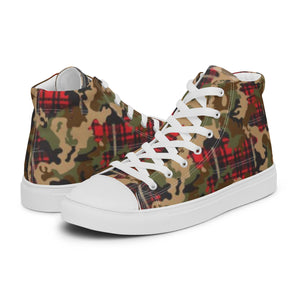 Camo Flannel Women’s high top canvas shoes