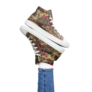 Camo Flannel Women’s high top canvas shoes