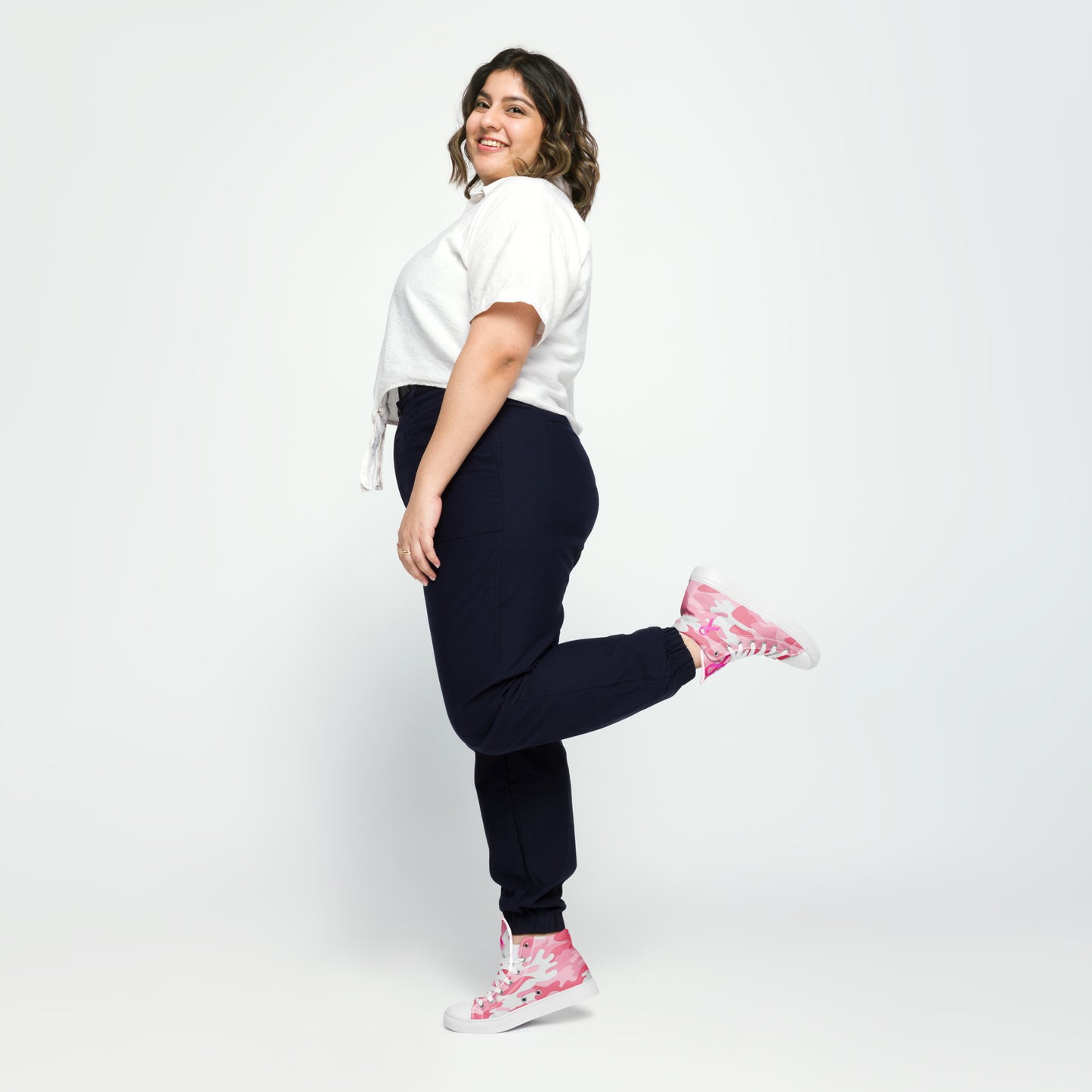 Fighters  Pink October Women’s high top canvas shoes