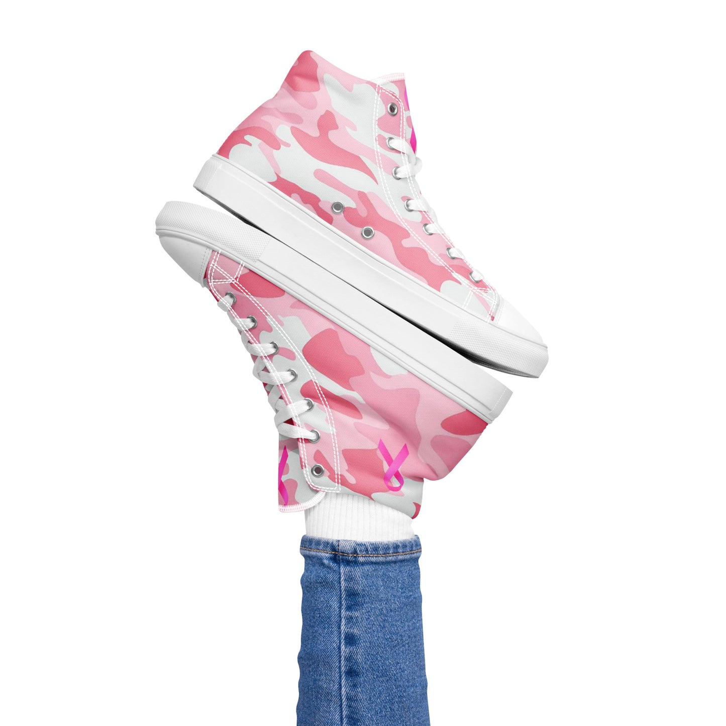 Fighters  Pink October Women’s high top canvas shoes