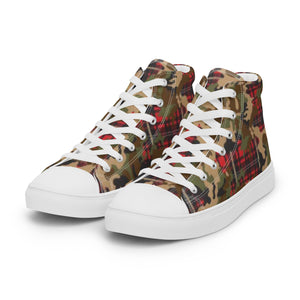 Camo Flannel Women’s high top canvas shoes