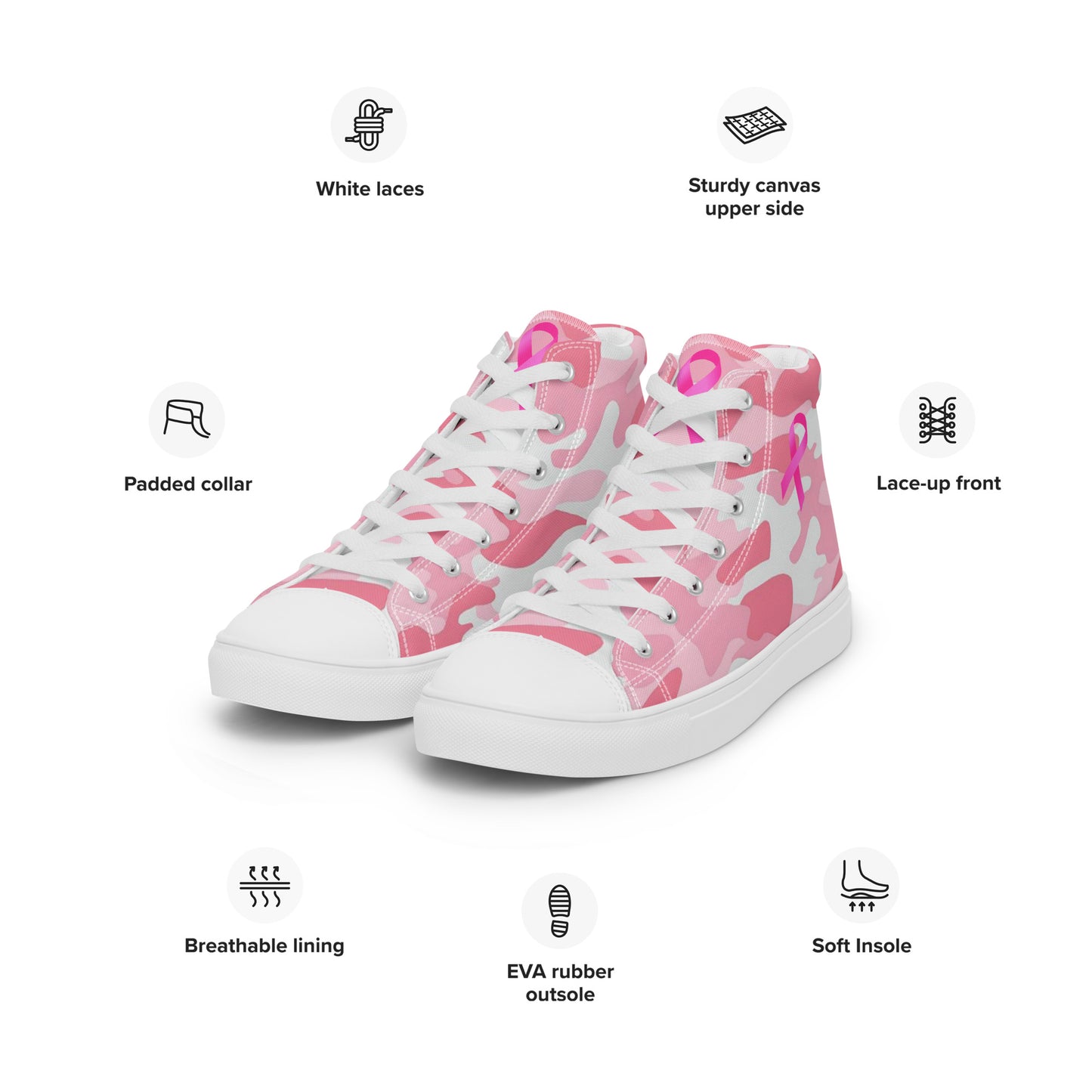 Fighters  Pink October Women’s high top canvas shoes
