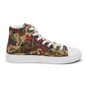 Camo Flannel Women’s high top canvas shoes