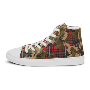 Camo Flannel Women’s high top canvas shoes