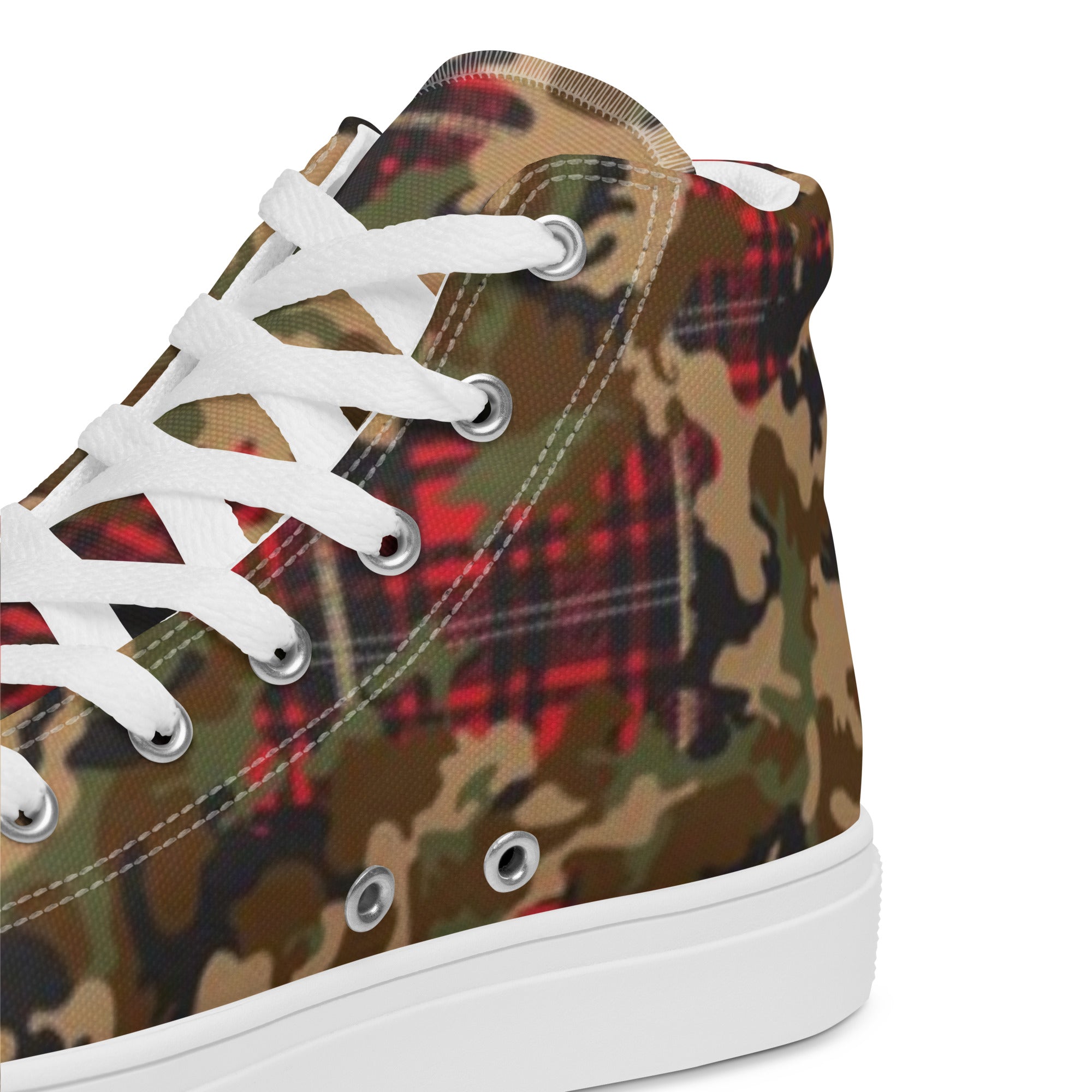 Camo Flannel Women’s high top canvas shoes