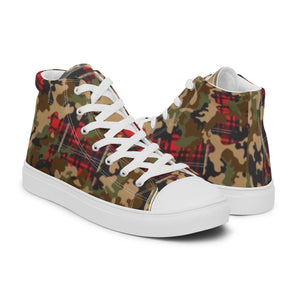 Camo Flannel Women’s high top canvas shoes