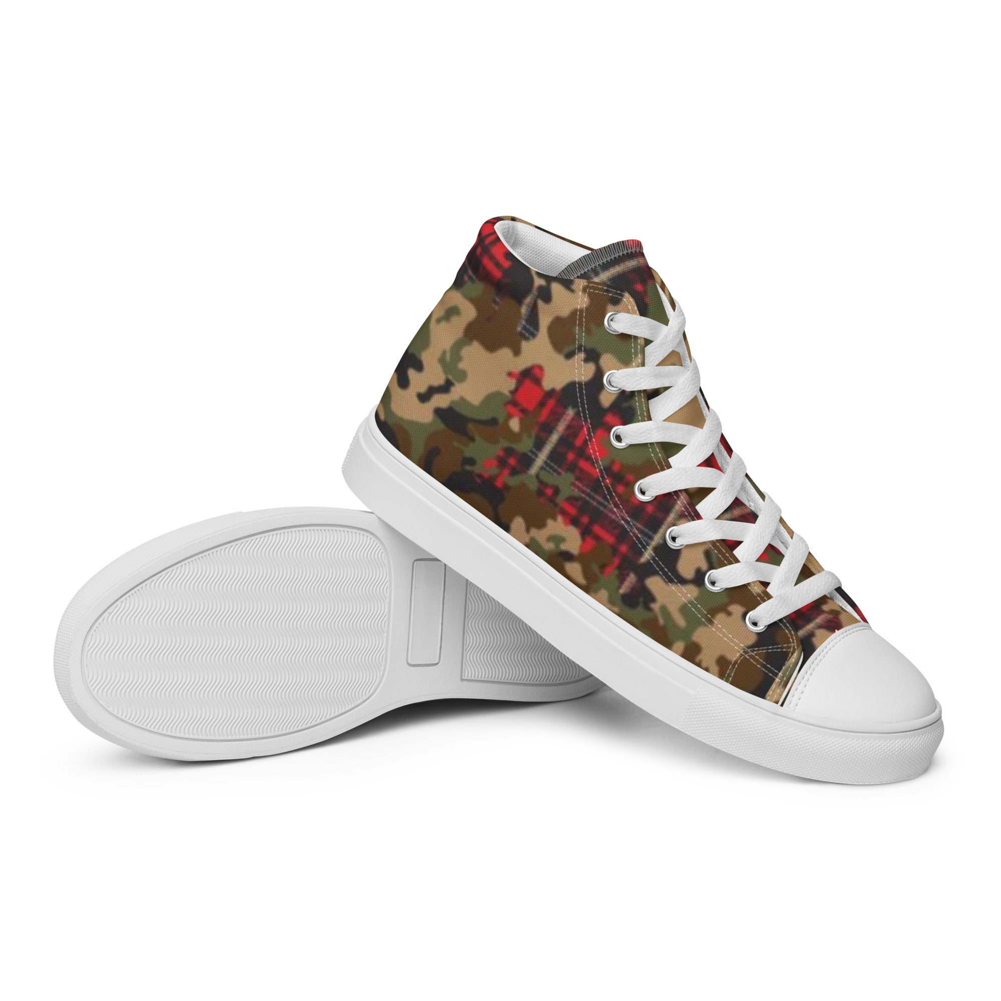 Camo Flannel Women’s high top canvas shoes