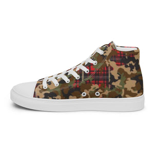 Camo Flannel Women’s high top canvas shoes