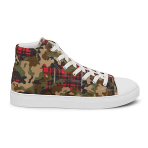 Camo Flannel Women’s high top canvas shoes