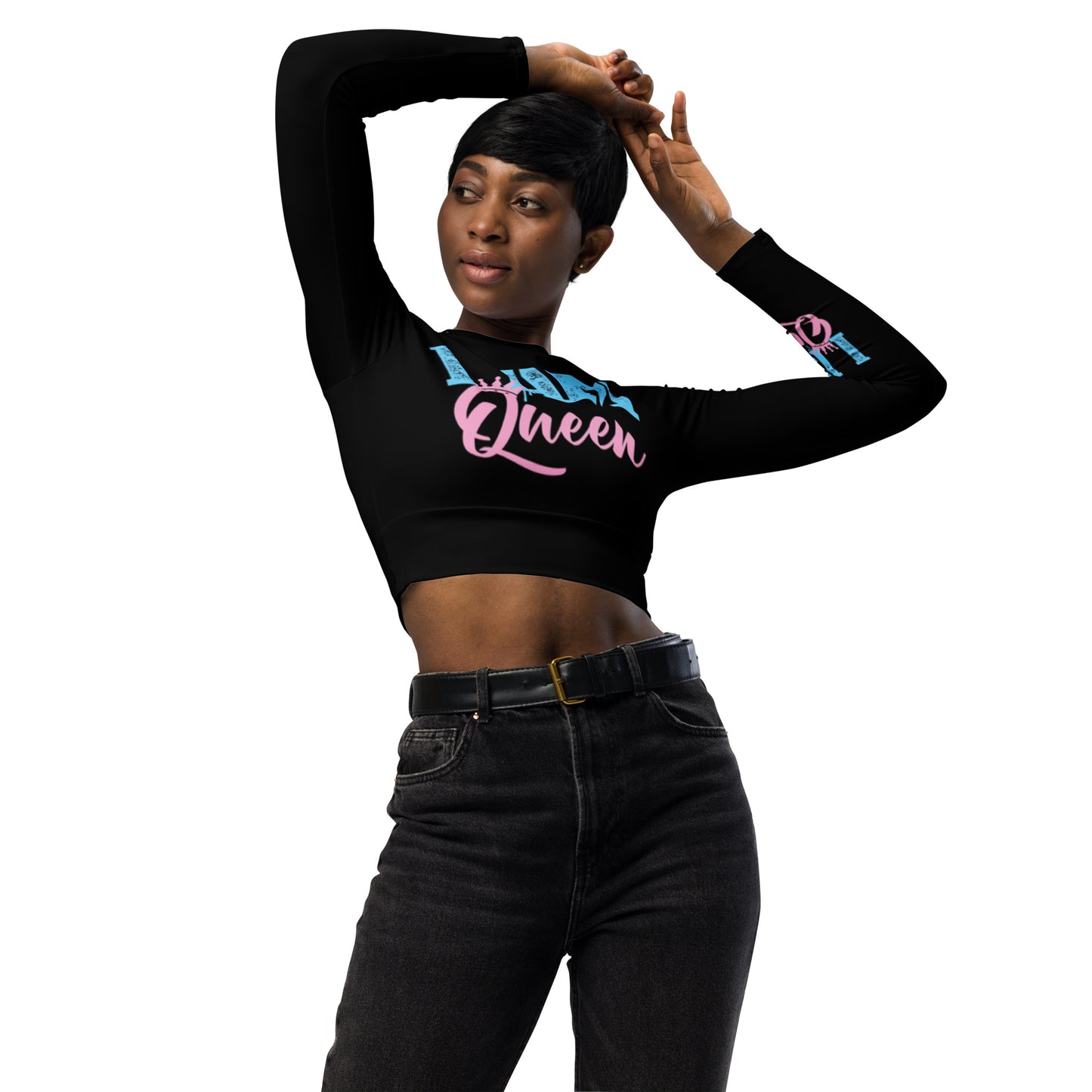 I Am Queen Recycled long-sleeve crop top