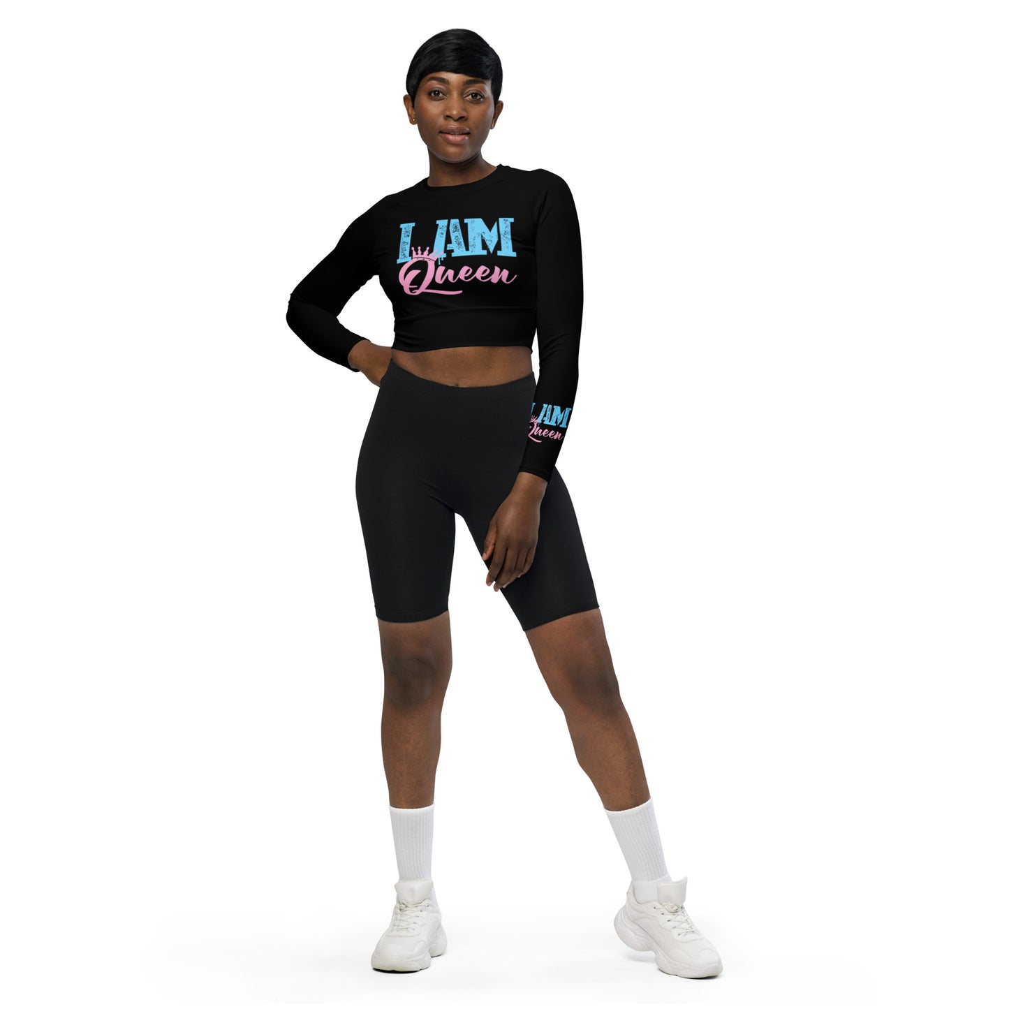 I Am Queen Recycled long-sleeve crop top