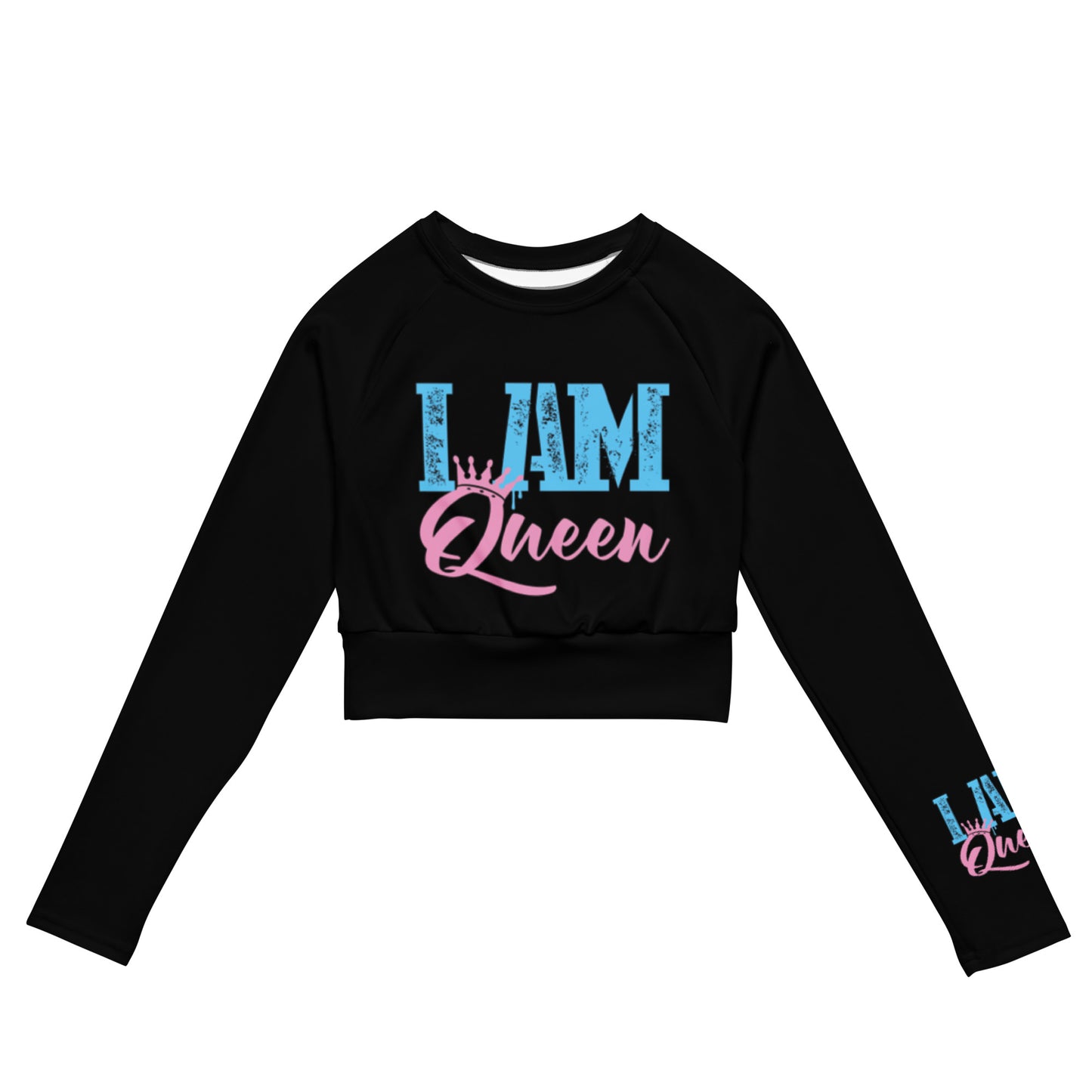 I Am Queen Recycled long-sleeve crop top