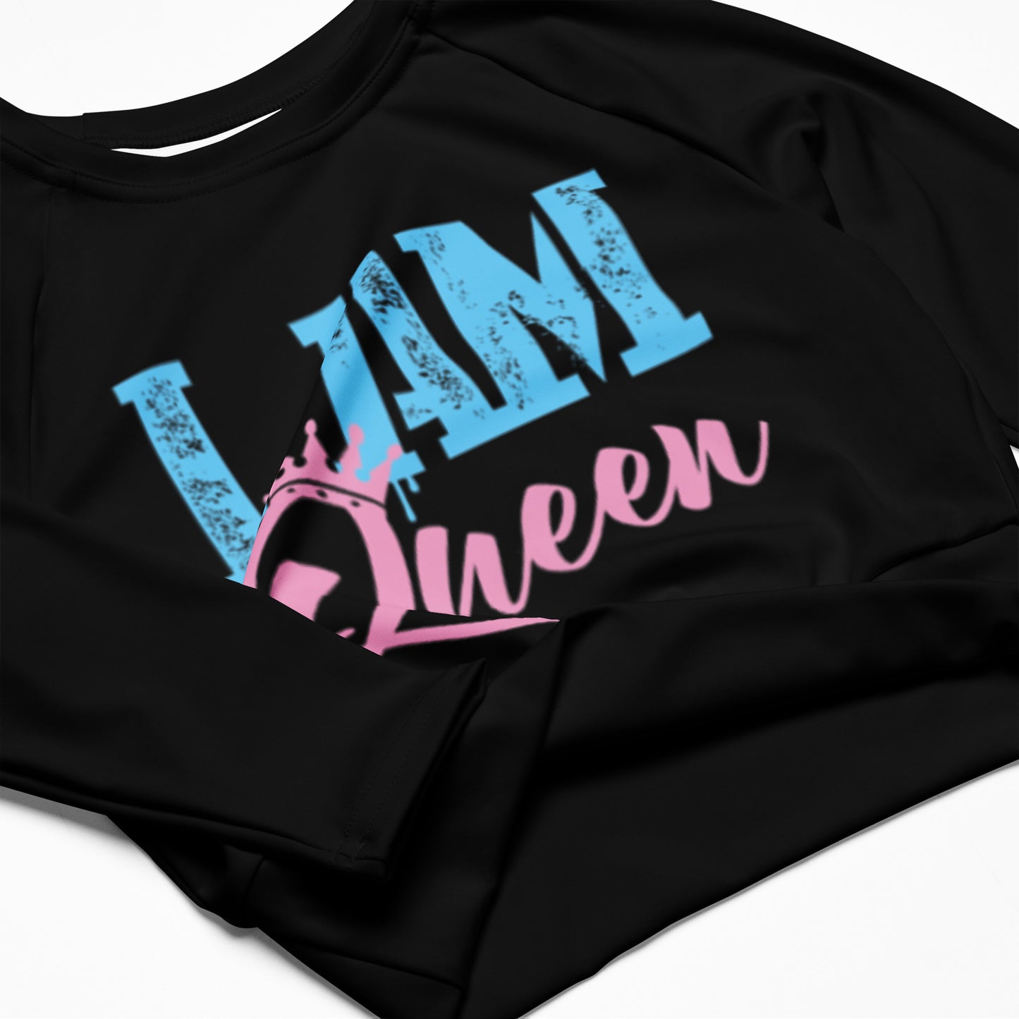 I Am Queen Recycled long-sleeve crop top